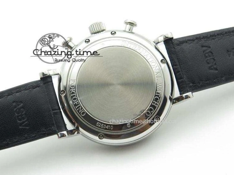 MIROTIME 0420 Portofino Chrono SS Black Dial on Black Leather Strap A Refined 7390